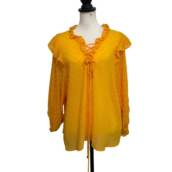 Anthropologie Haida Ruffle Peasant Top Yellow. Large - Picture 3 of 10